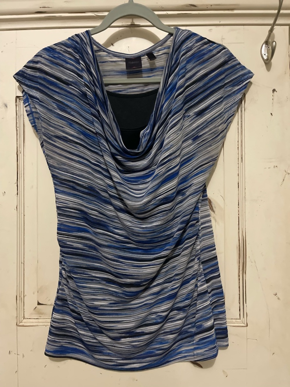 Rafaella Blue and Gray Striped Top With Built in Tank Size M